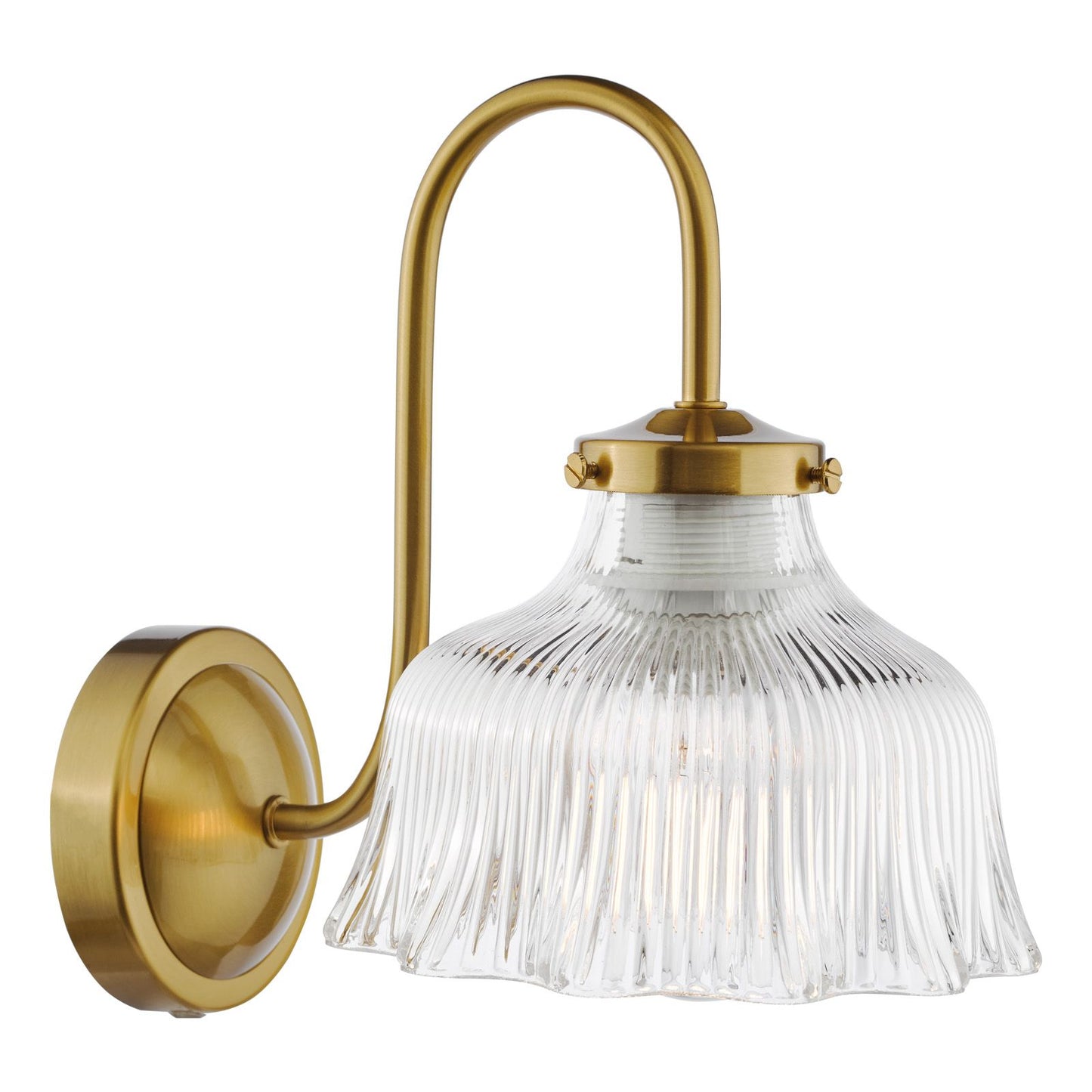 Maude Wall Light Natural Brass and Ribbed Glass