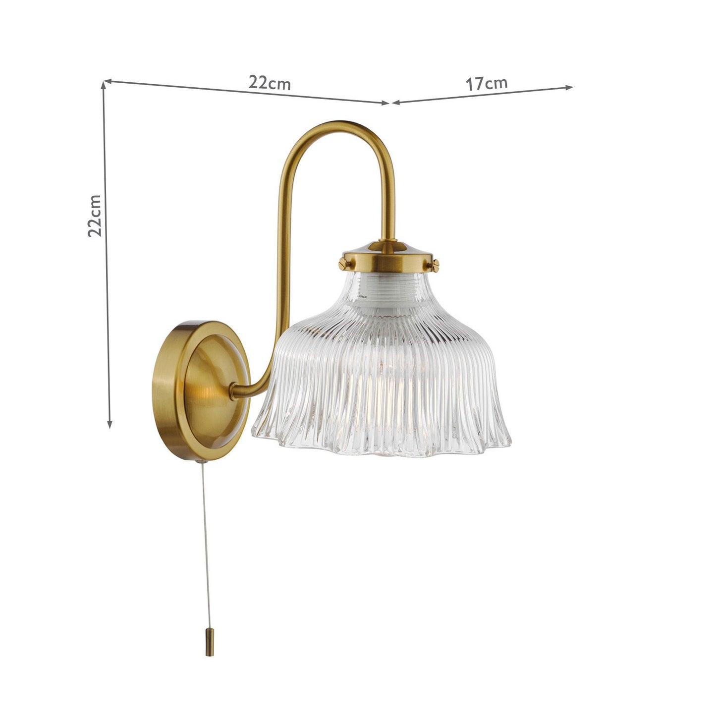 Maude Wall Light Natural Brass and Ribbed Glass