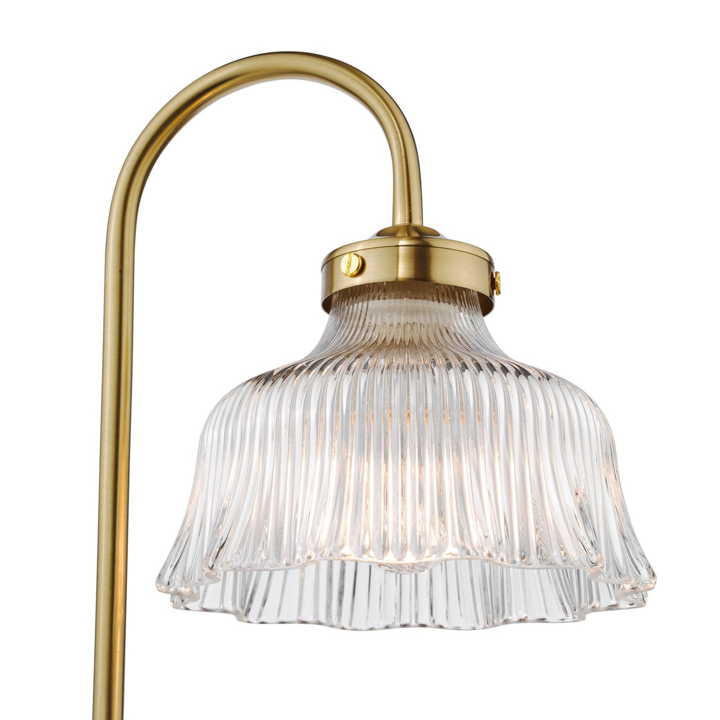 Maude Table Lamp Natural Brass and Ribbed Glass