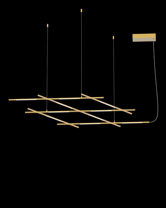 Tubular 10Lt Pendant Satin Gold Model B Light