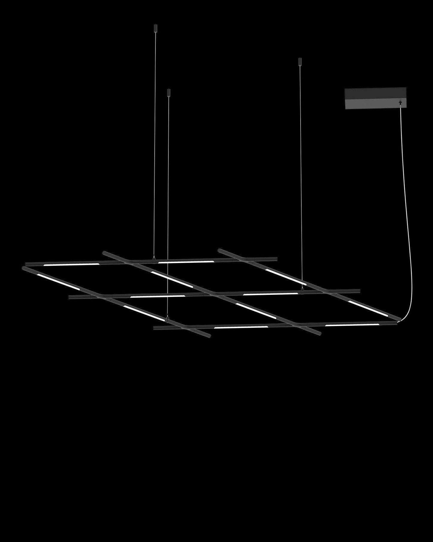 Tubular 12Lt Pendant Matt Black Model F Light