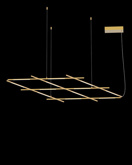 Tubular 12Lt Pendant Satin Gold Model F Light