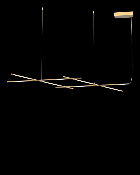 Tubular 8Lt Pendant Matt Satin Gold Model B Light