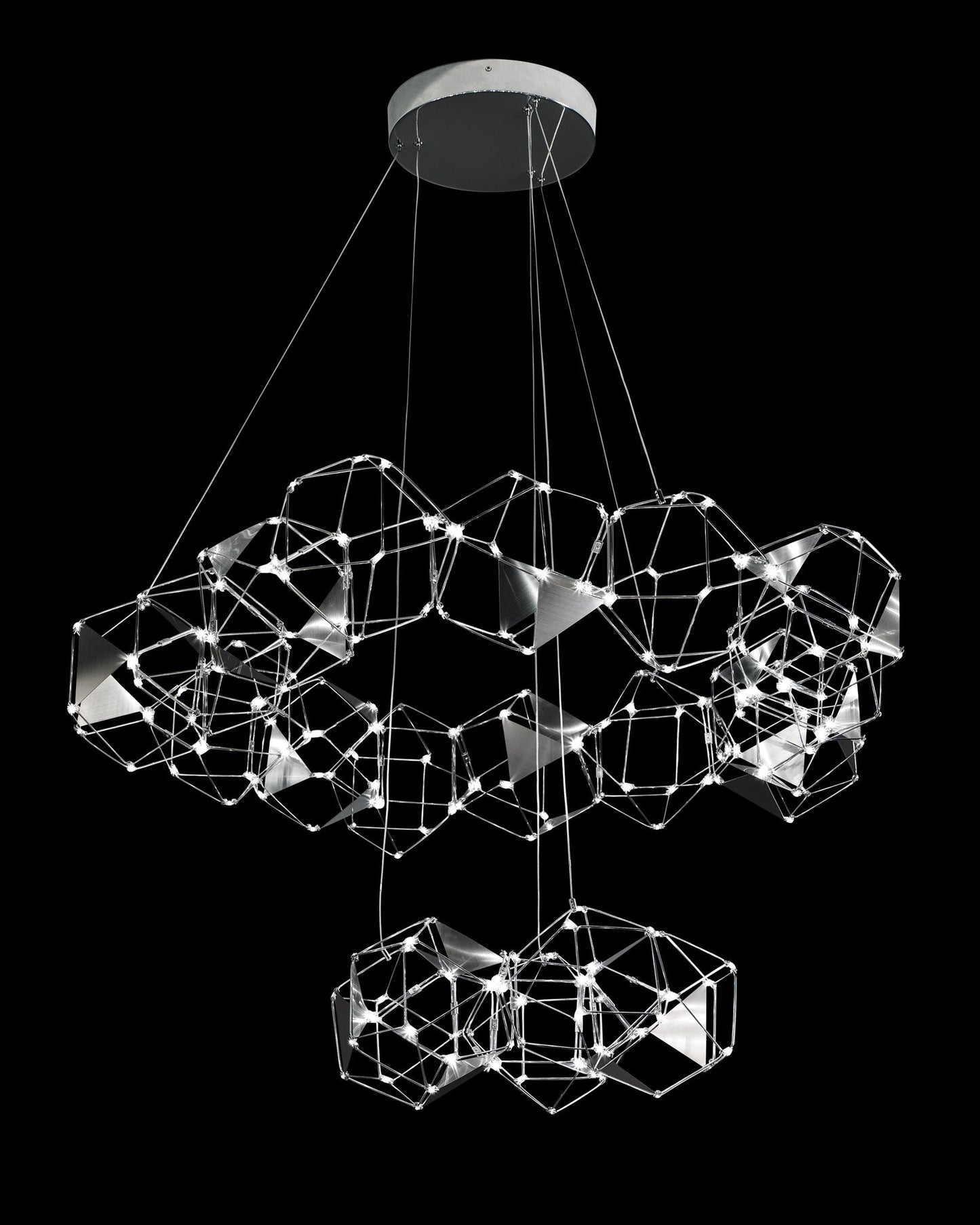 Lucciola Embellished 20 Prism 2 Tier Pendant Stainless Steel Light