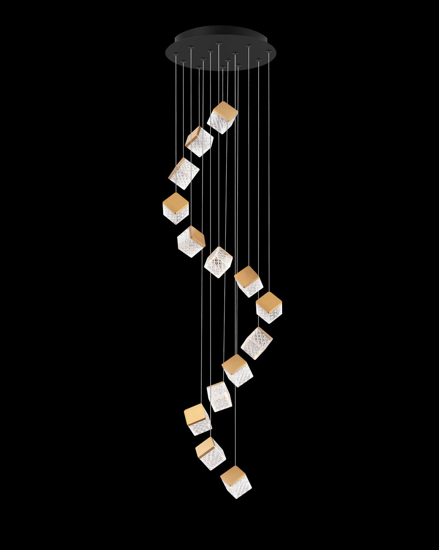Magia 14Lt Pendant Matt Black with Satin Gold Light