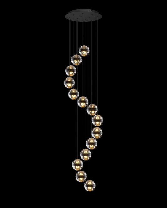Frizzante 14Lt Round Pendant Matt Black Smoke Glass Light