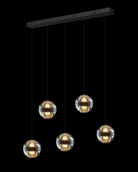 Frizzante 5Lt Bar Pendant Matt Black Smoke Glass Light