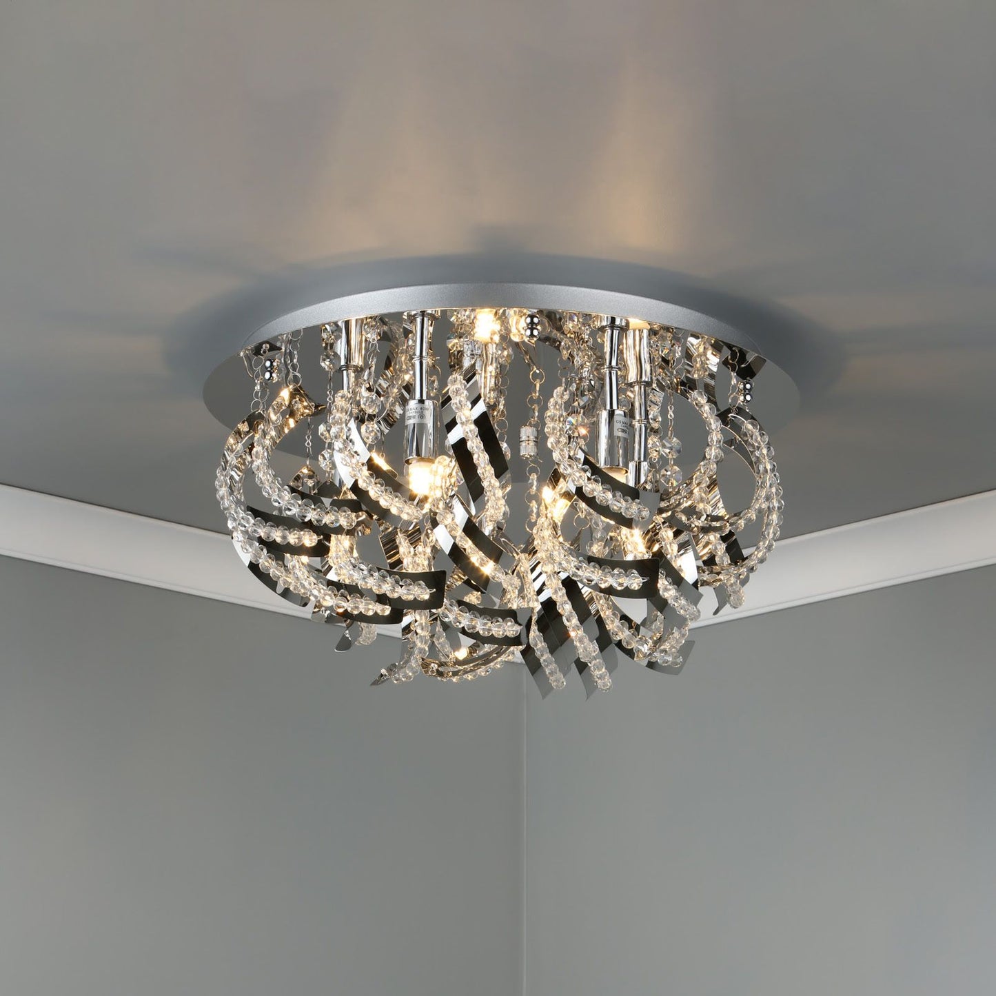 Mezen 5lt Flush Polished Chrome & Crystal Beads