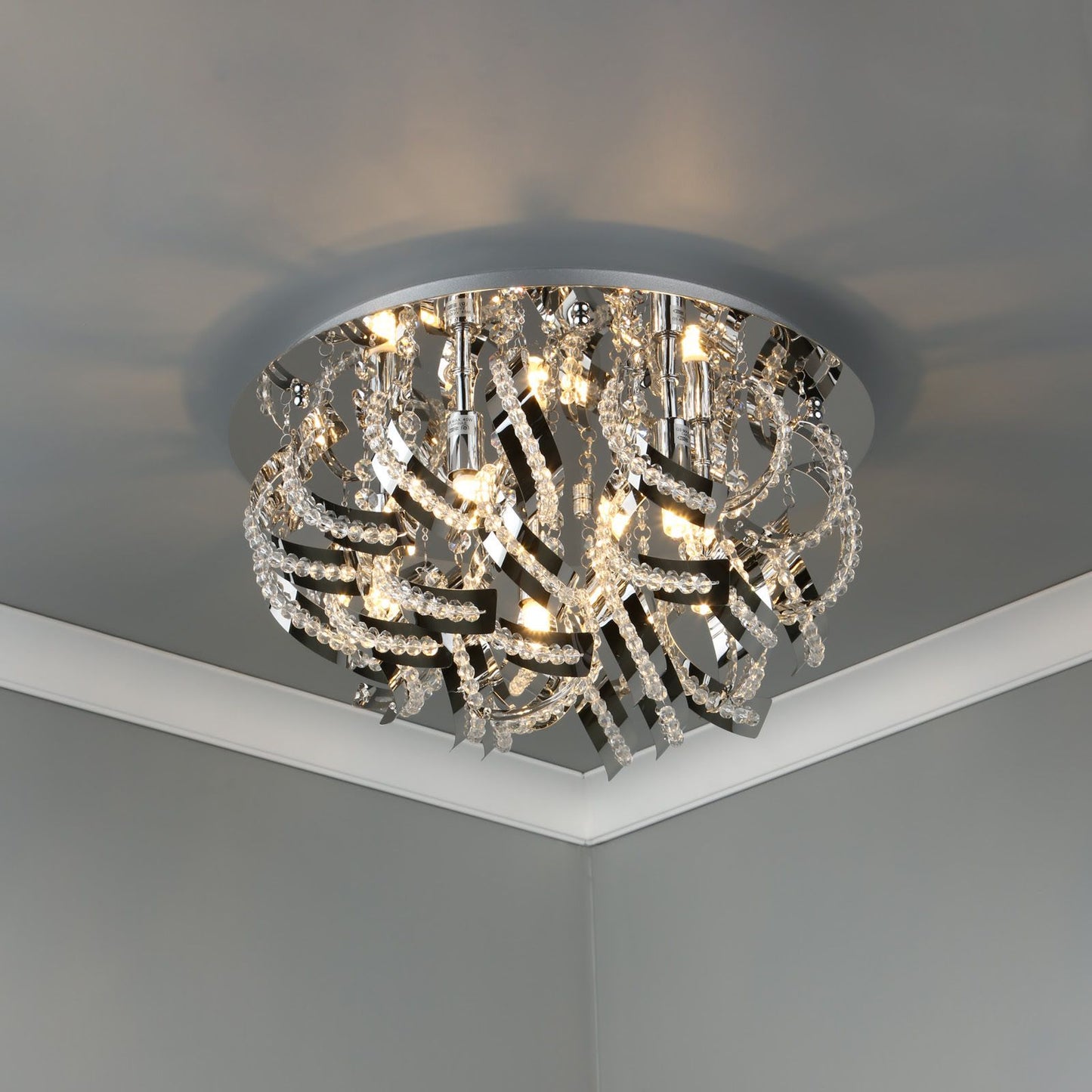 Mezen 5lt Flush Polished Chrome & Crystal Beads