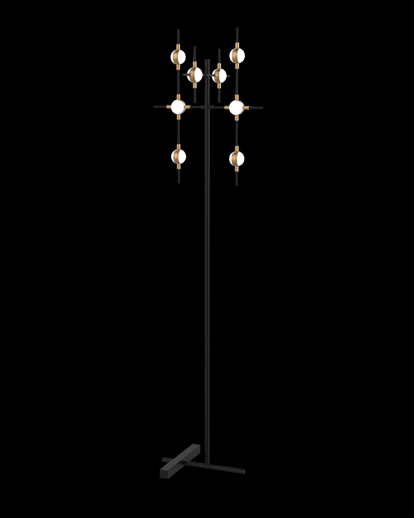 Molecular 8Lt Floor Lamp Black with Gold Model D Light