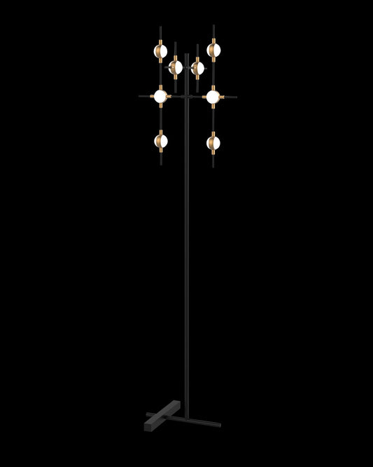 Molecular 8Lt Floor Lamp Black with Gold Model D Light