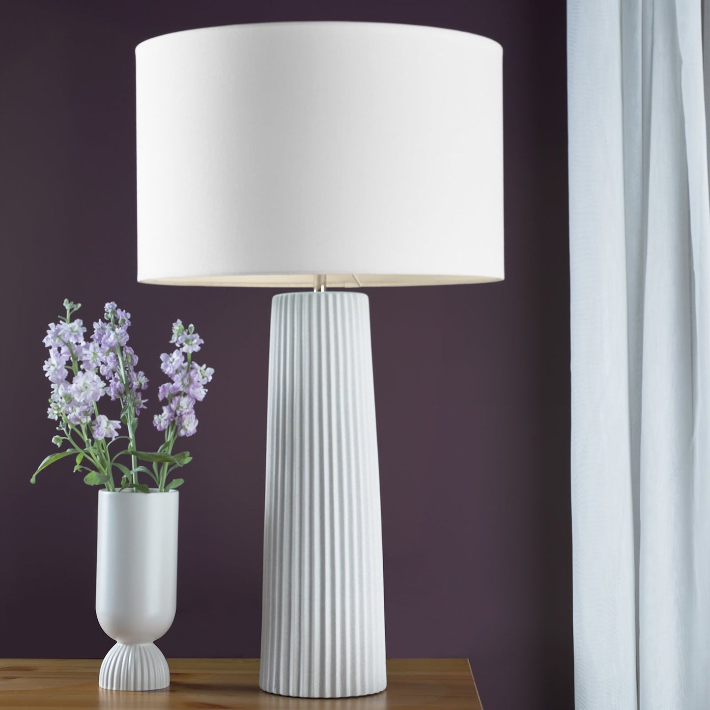 Myla Ceramic Table Lamp White With Shade