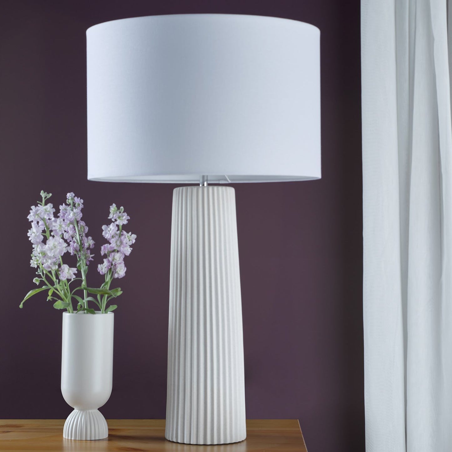 Myla Ceramic Table Lamp White With Shade