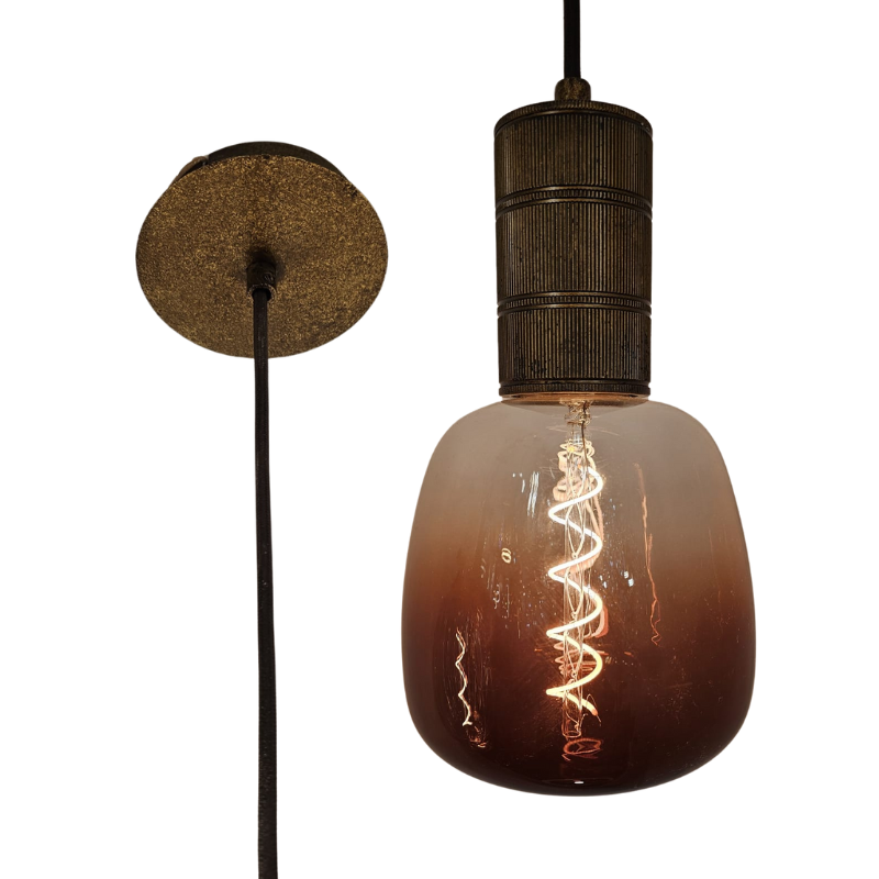 Retro Bronze Pendant with Marron Decorative Bulb