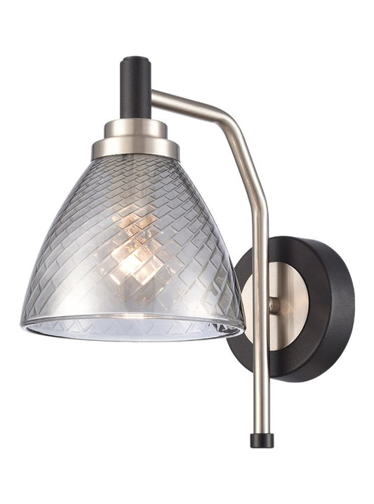 Metro 1lt Wall Light matt black and satin nickel