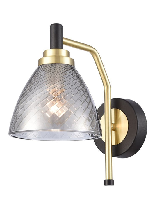 Metro 1lt Wall Light matt black and satin brass