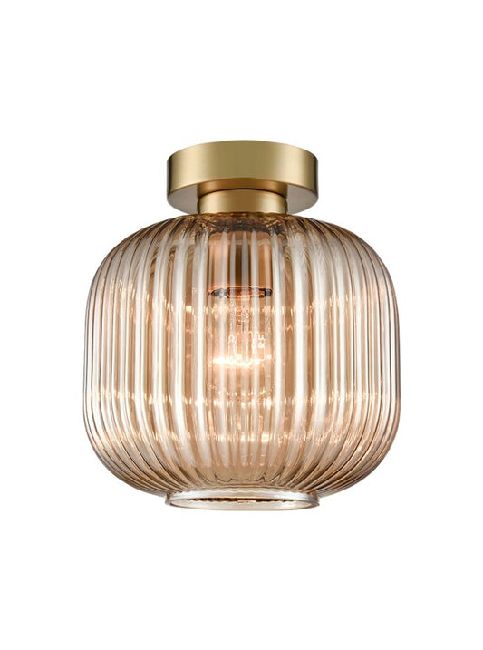 Mezcla Flush Fitting aged brass with amber glass