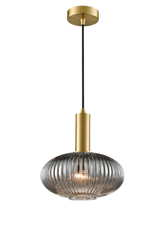 Mezcla Pendant aged brass with smoked glass