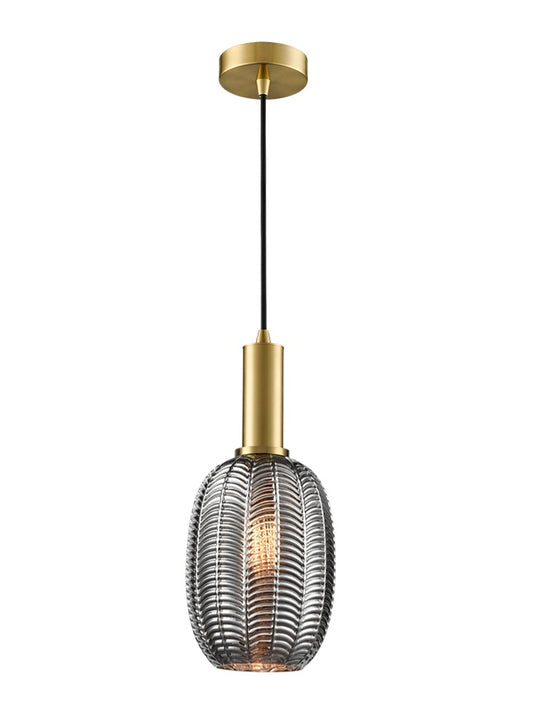 Mezcla pendant aged brass with chevron glass