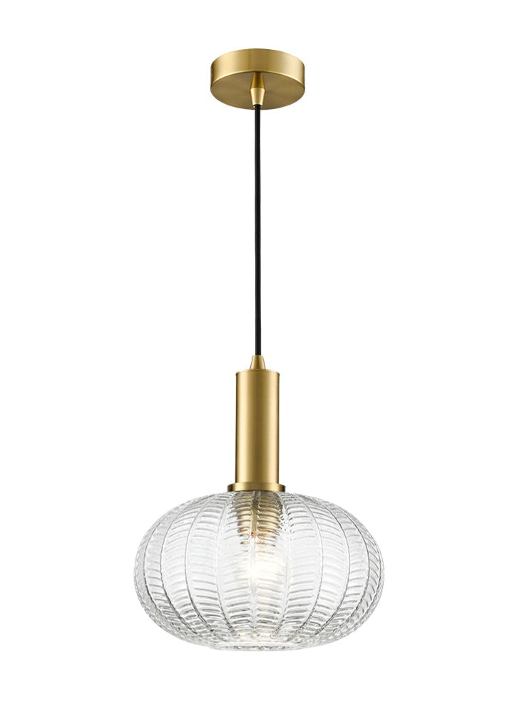 Mezcla pendant aged brass with chevron glass