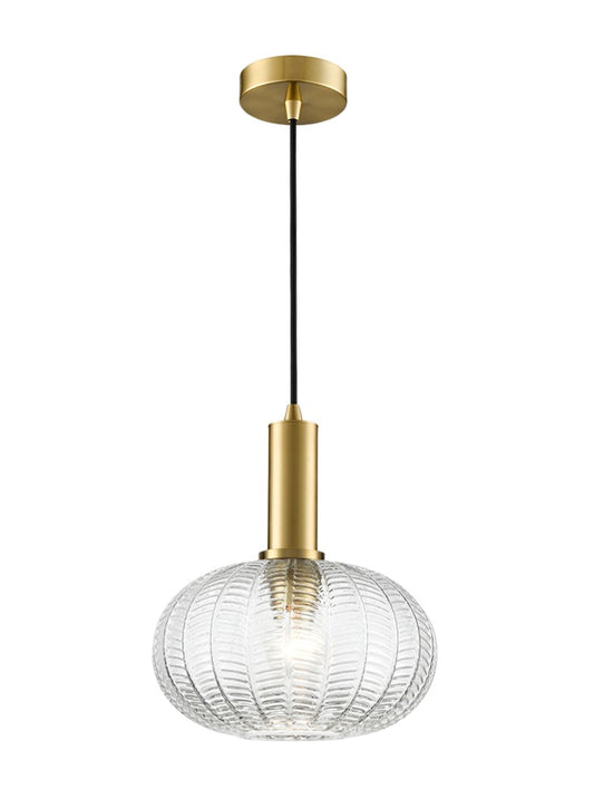 Mezcla pendant aged brass with chevron glass