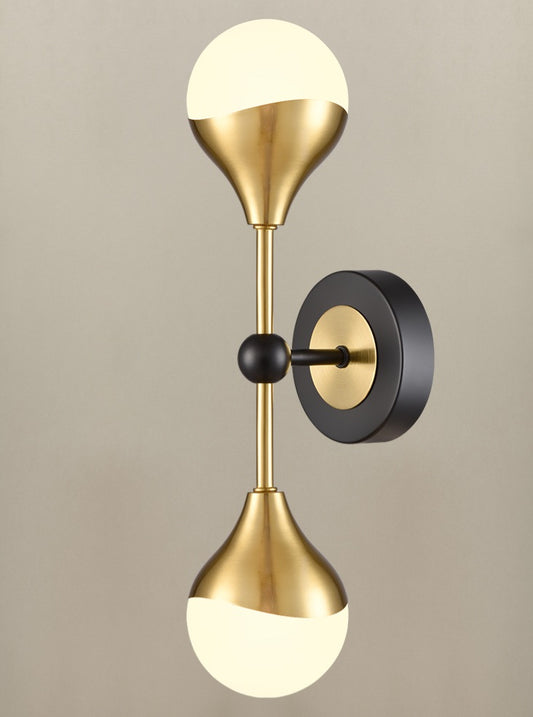 Nexus 2lt Wall light matt black and aged brass