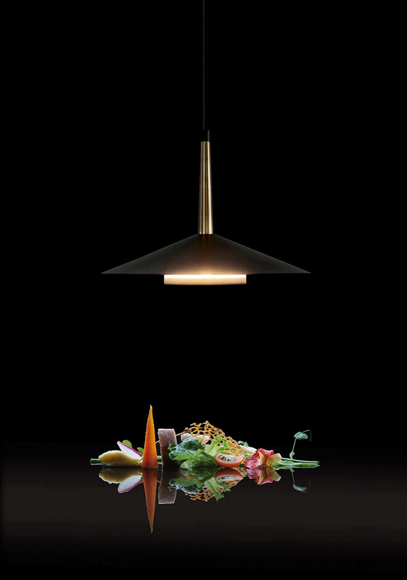 Orion Ceiling 40cm Round, 20W LED, 3000K, 1400lm, Gold Leaf/Black, 3yrs Warranty by Mantra