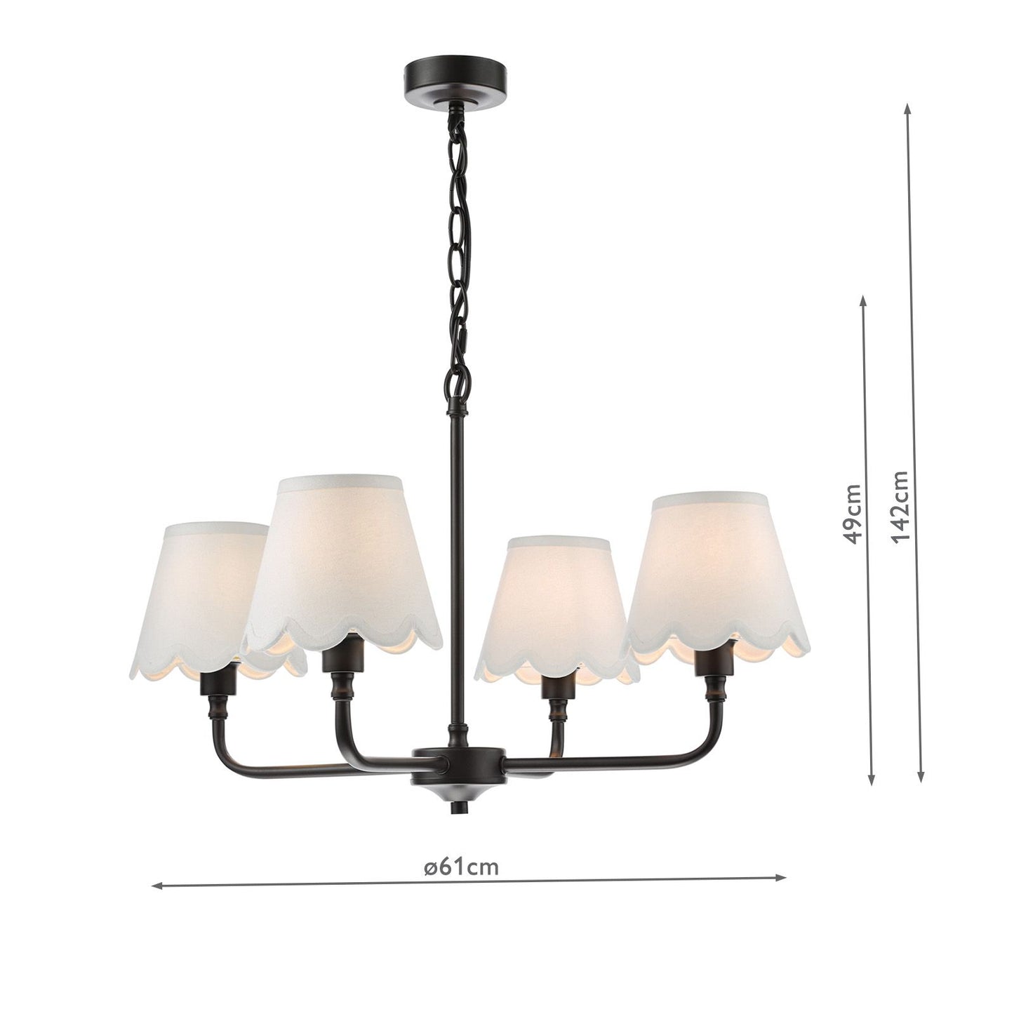 Padme 4 Light Pendant Matt Black With Shade