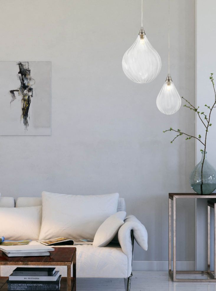 Perry single pendant in satin nickel with clear glass