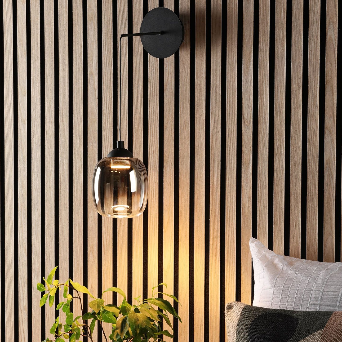 Ramona Pendant/Wall Light Matt Black Ombre Glass LED