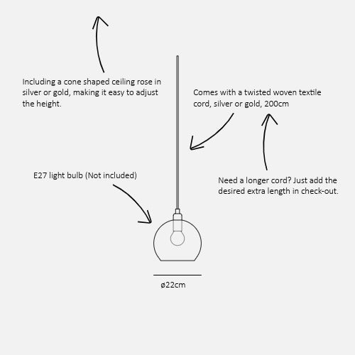 Rowan  Pendant lamp M Smokey grey