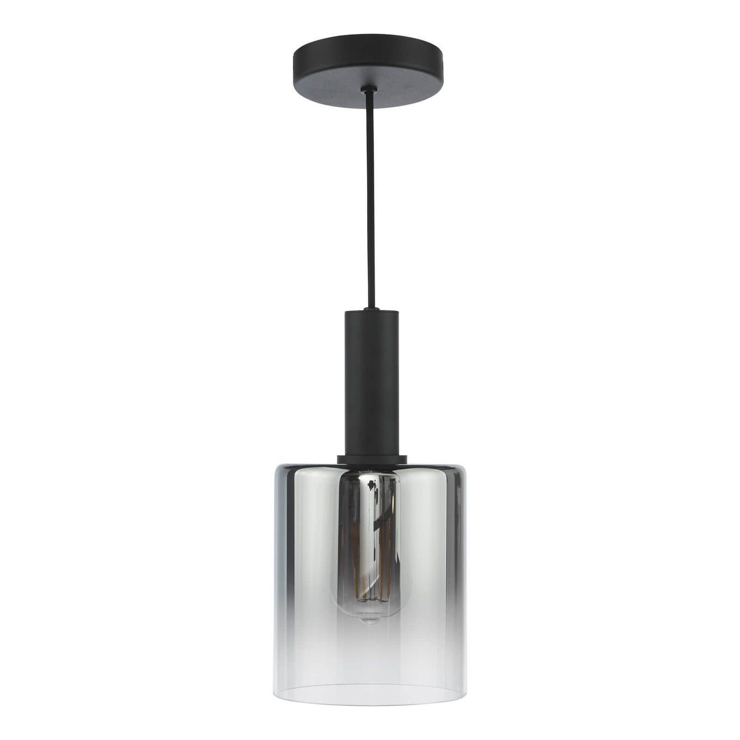 Savannah Pendant Matt Black and Smoked Glass