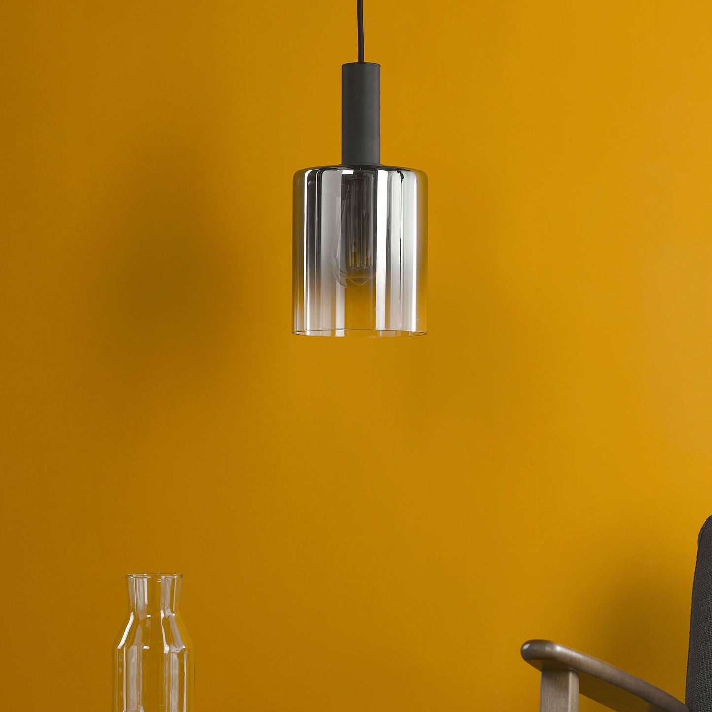 Savannah Pendant Matt Black and Smoked Glass