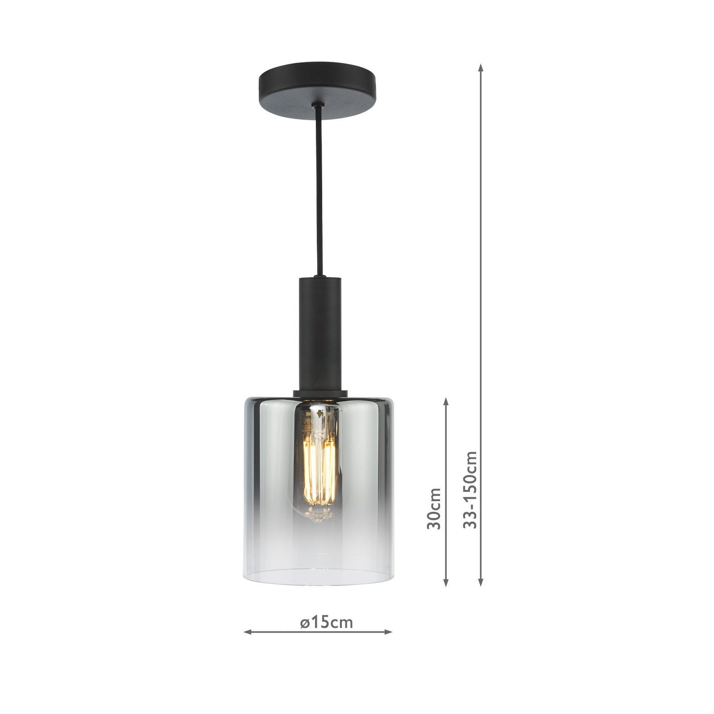 Savannah Pendant Matt Black and Smoked Glass