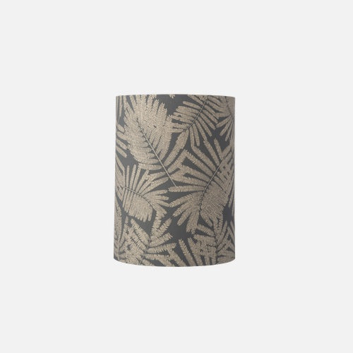 Fabric lampshade D Fern leaves wild Grey glitter