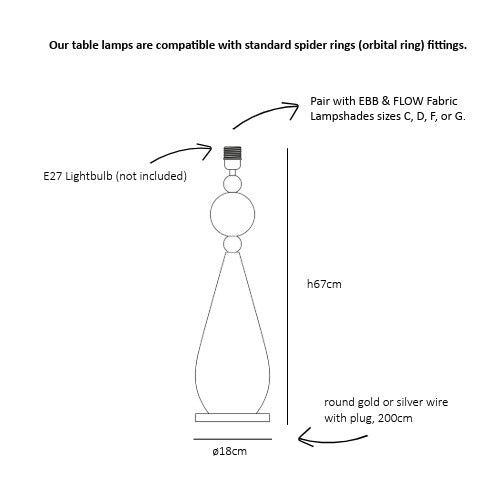 Smykke Table/floor lamp base L Smokey grey Crystal swirl ball