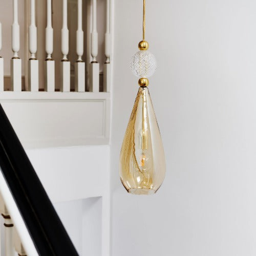Smykke Pendant lamp L Golden smoke Crystal swirl ball