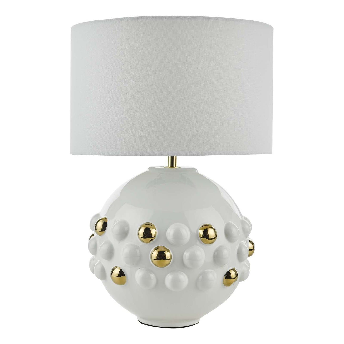 Sphere Table Lamp Gloss White & Gold With Shade