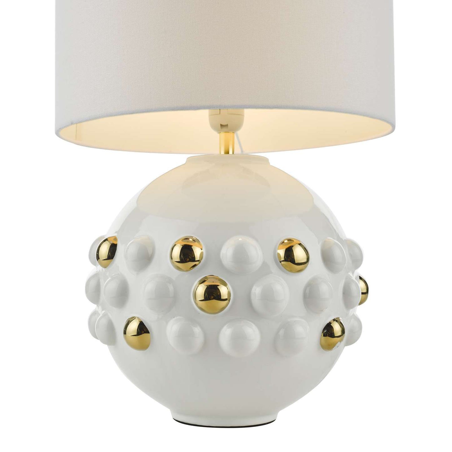 Sphere Table Lamp Gloss White & Gold With Shade