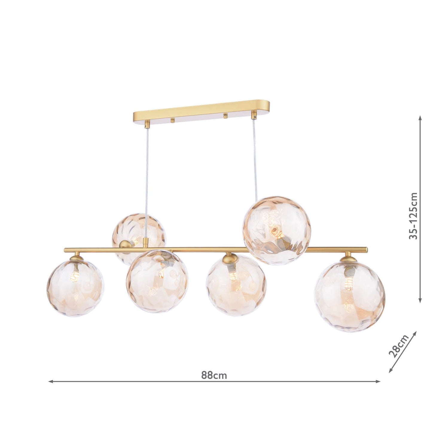 Spiral 6 Light Bar Pendant Matt Gold & Champagne Dimpled Glass