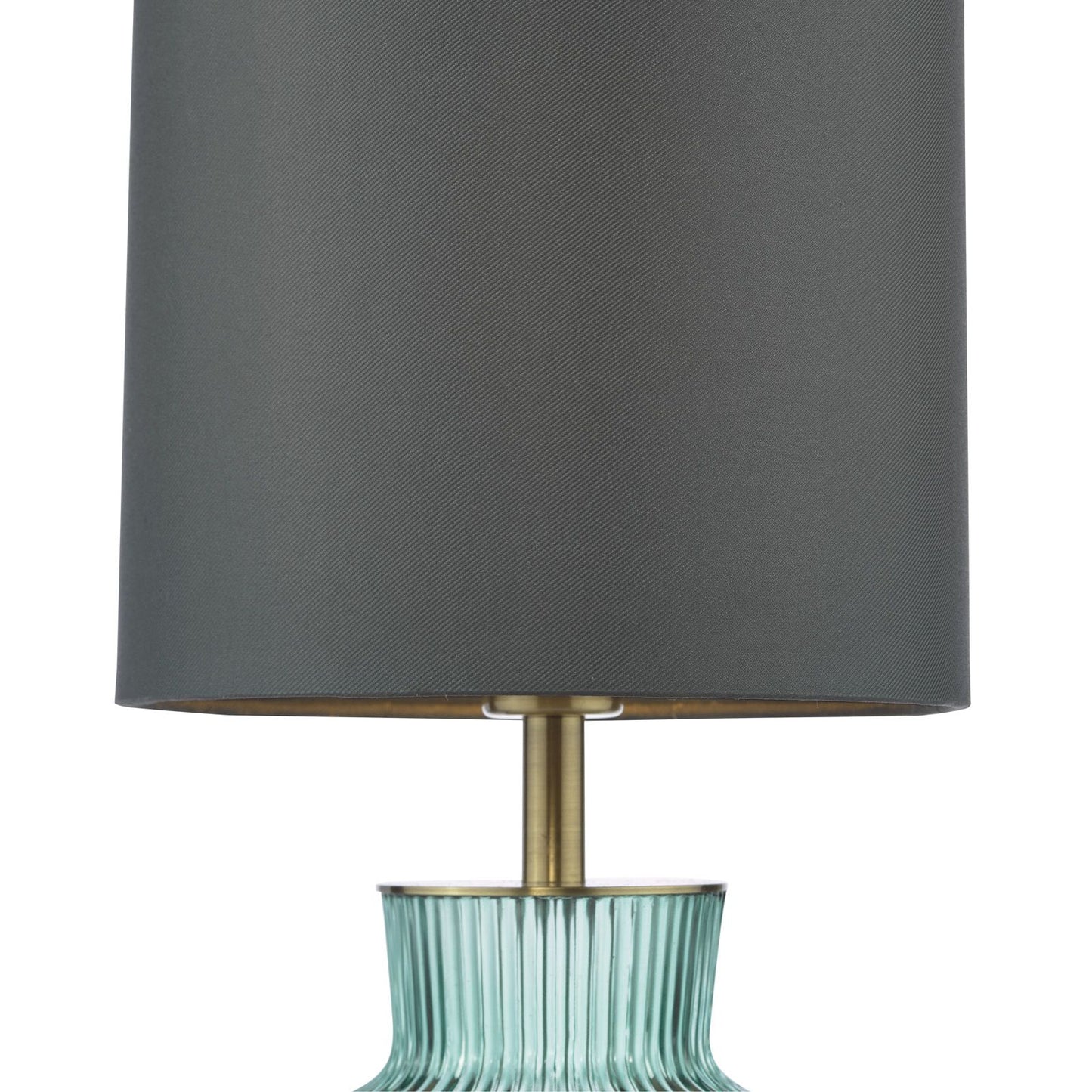 Suelita Table Lamp Green Ribbed Glass and Antique Brass With Shade