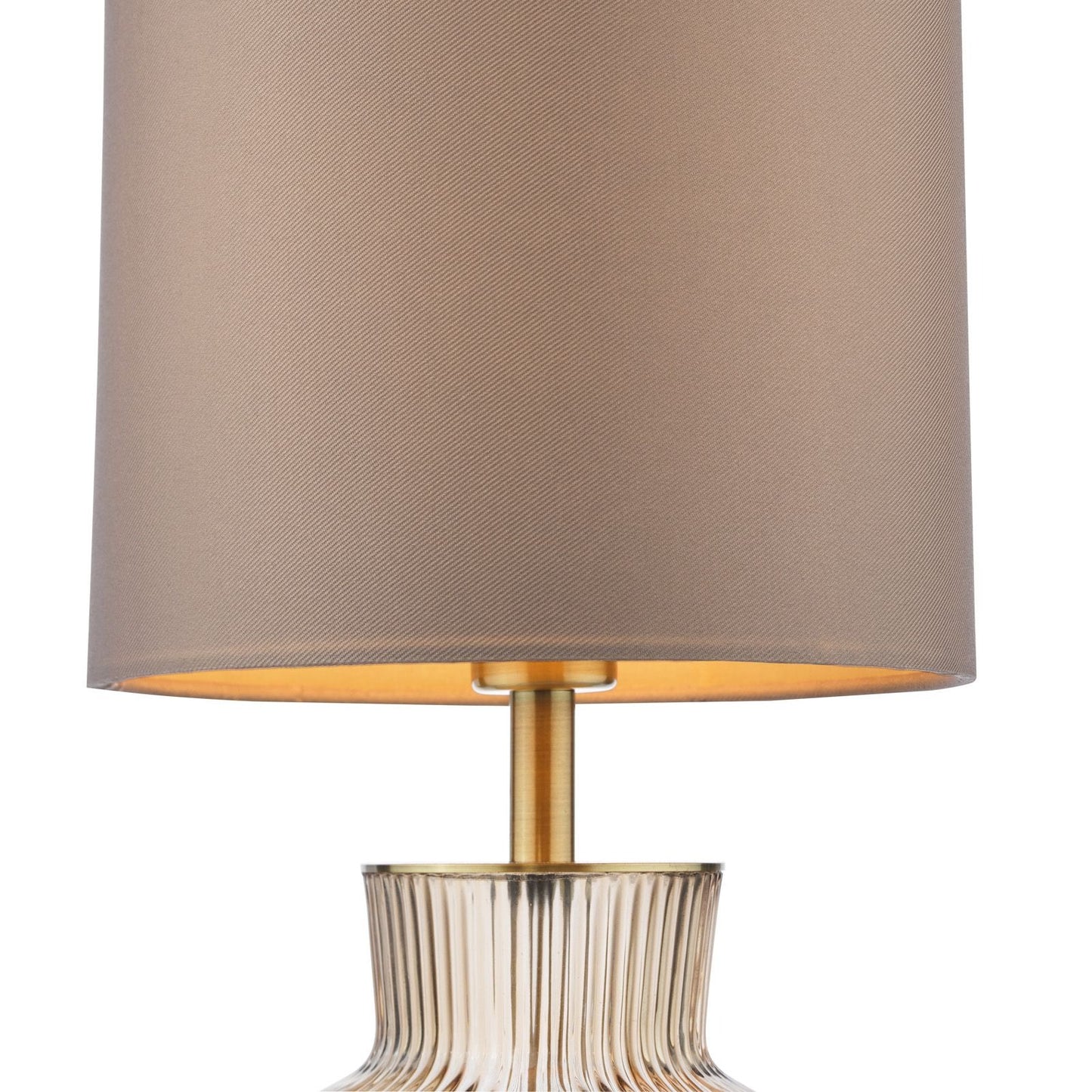 Suelita Table Lamp Brown Ribbed Glass and Antique Brass With Shade