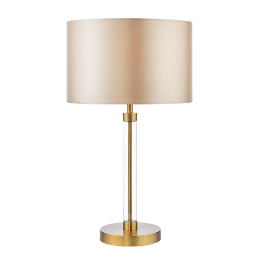 Sylvester Table Lamp Antique Brass and Glass With Shade