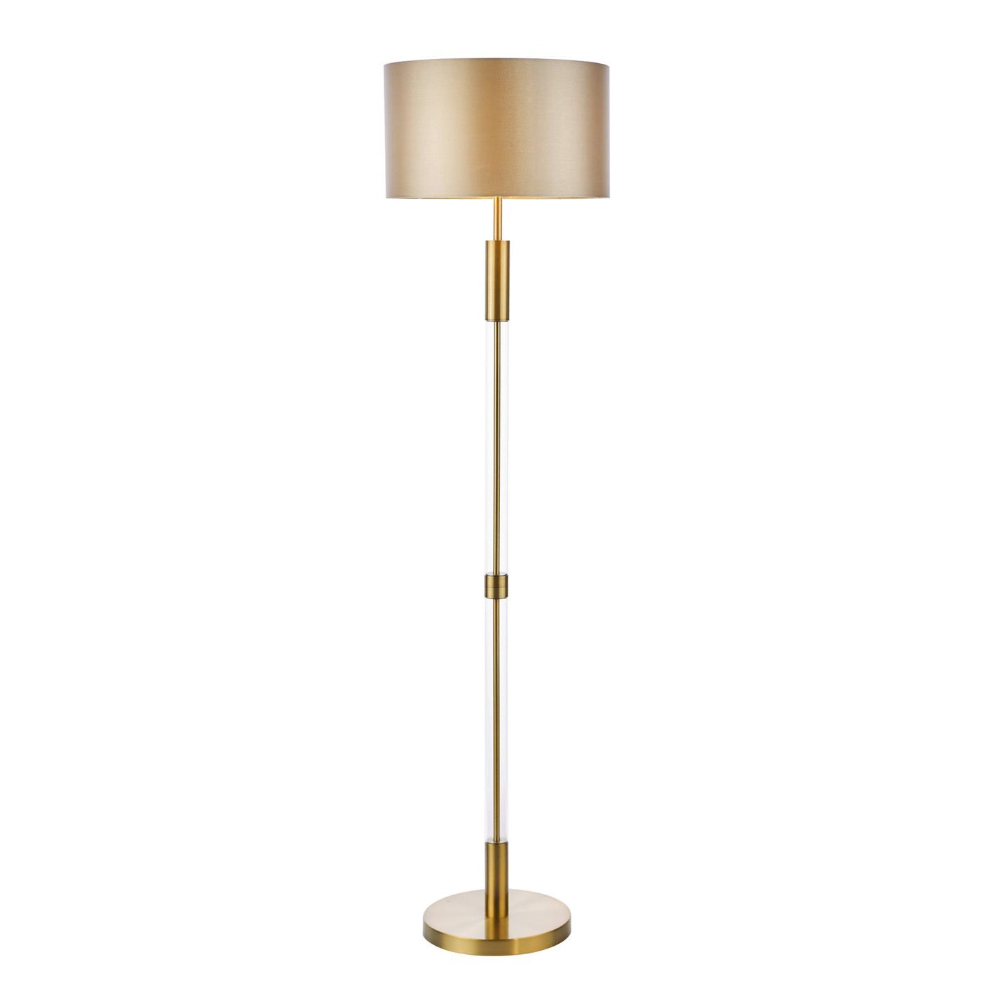 Sylvester Floor Lamp Antique Brass and Glass With Shade