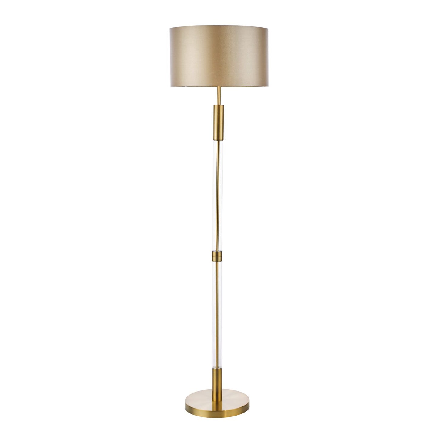 Sylvester Floor Lamp Antique Brass and Glass With Shade