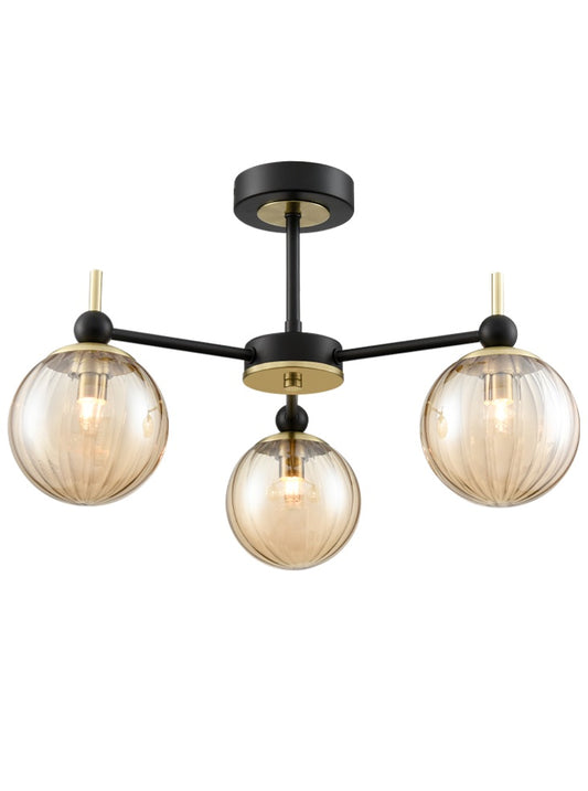 Solar 3lt Fitting matt black and  satin brass