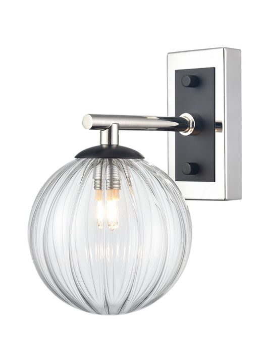 Stellar Wall bracket matt black and polished nickel with clear glass