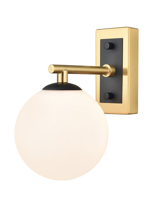 Stellar Wall bracket matt black and aged brass with opal glass