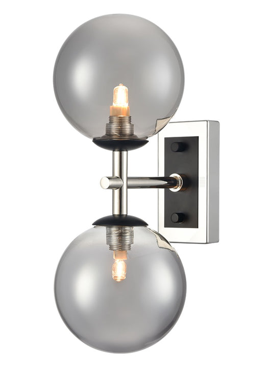 Stellar 2lt Bracket matt black and polished nickel with smoked glass