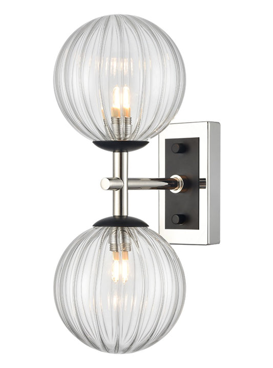 Stellar 2lt Bracket matt black and polished nickel with clear glass